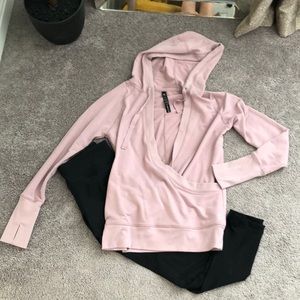 Pink wrap hoodie with thumb holes
